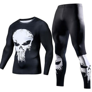 Men's Compression GYM training Clothes Suits workout Superman jogging Sportswear Fitness Dry Fit Tracksuit Tights 2pcs / sets